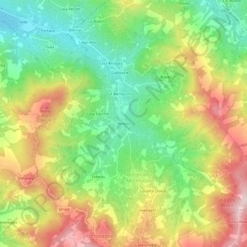 Mapa topográfico Braglia, altitud, relieve