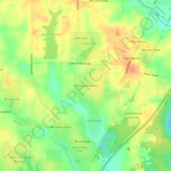 Mapa topográfico Heritage Estates, altitud, relieve