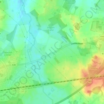 Mapa topográfico Murrell Green, altitud, relieve
