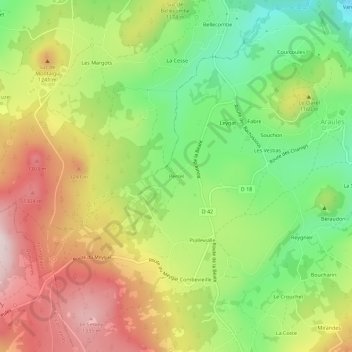 Mapa topográfico Perrel, altitud, relieve