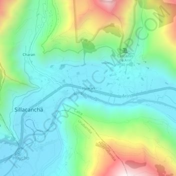 Mapa topográfico Huaran, altitud, relieve