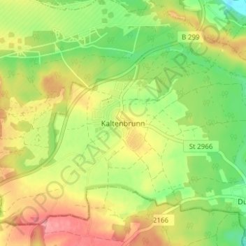Mapa topográfico Kaltenbrunn, altitud, relieve