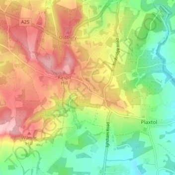 Mapa topográfico Ivy Hatch, altitud, relieve