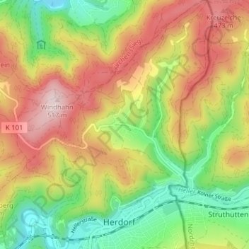 Mapa topográfico Dermbach, altitud, relieve