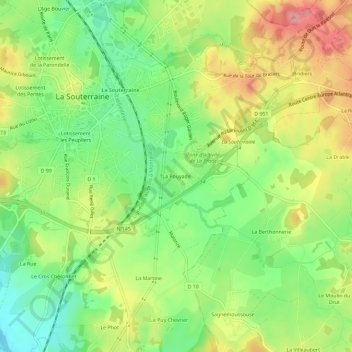 Mapa topográfico La Pouyade, altitud, relieve