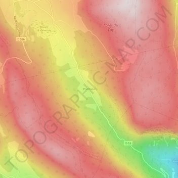 Mapa topográfico Ponthieu, altitud, relieve