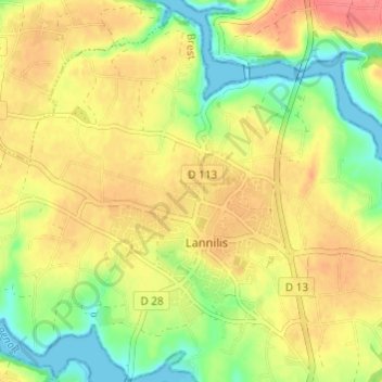 Mapa topográfico Croix Rouge, altitud, relieve