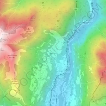 Mapa topográfico Olantreghe, altitud, relieve
