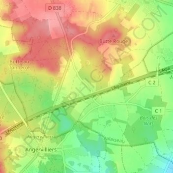 Mapa topográfico Bois d'Ardeau, altitud, relieve