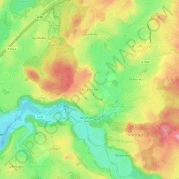 Mapa topográfico Merazhofen, altitud, relieve