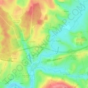Mapa topográfico Le Verdier, altitud, relieve