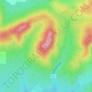Mapa topográfico Beaumort, altitud, relieve