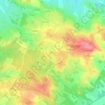 Mapa topográfico Cayrouse, altitud, relieve