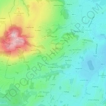 Mapa topográfico Straß, altitud, relieve