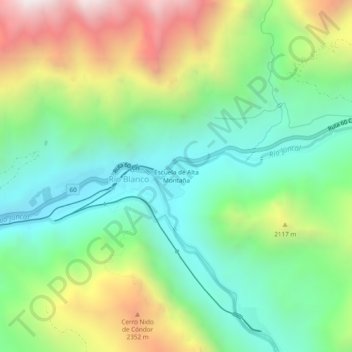 Mapa topográfico Escuela de Alta Montaña, altitud, relieve