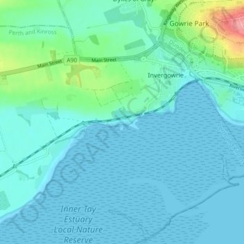 Mapa topográfico Kingoodie, altitud, relieve