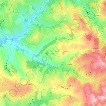 Mapa topográfico Favery, altitud, relieve