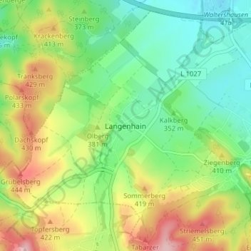 Mapa topográfico Langenhain, altitud, relieve