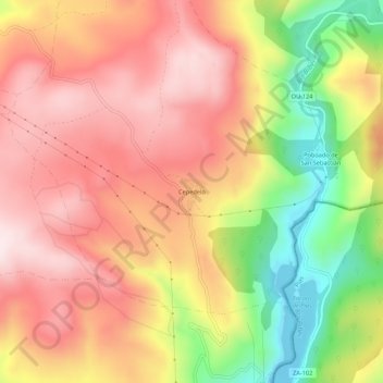 Mapa topográfico Cepedelo, altitud, relieve