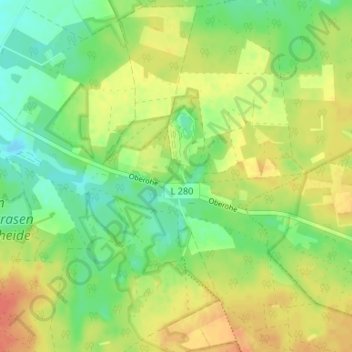 Mapa topográfico Oberohe, altitud, relieve