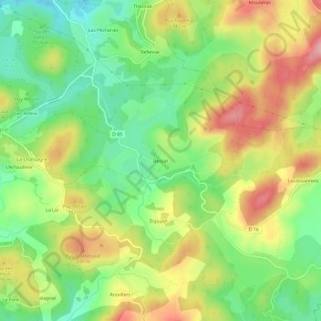 Mapa topográfico Bessat, altitud, relieve