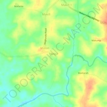 Mapa topográfico Maqui, altitud, relieve
