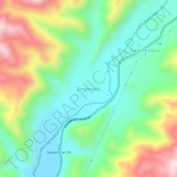 Mapa topográfico Rinconada, altitud, relieve