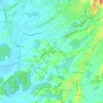 Mapa topográfico Cerbaia, altitud, relieve