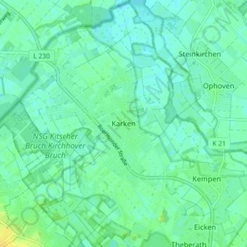 Mapa topográfico Karken, altitud, relieve