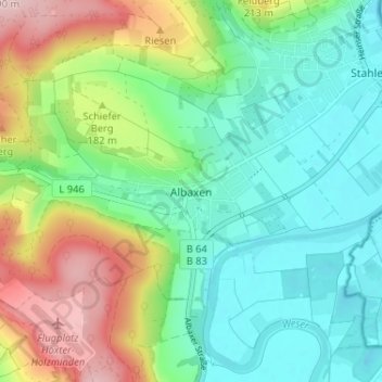 Mapa topográfico Albaxen, altitud, relieve