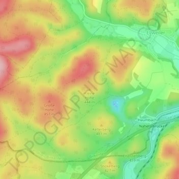 Mapa topográfico Kleine Höhe, altitud, relieve