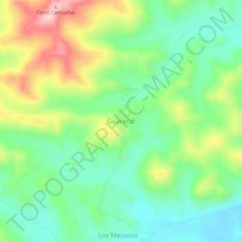 Mapa topográfico Guarecal, altitud, relieve