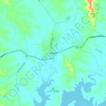 Mapa topográfico Kilcoy, altitud, relieve