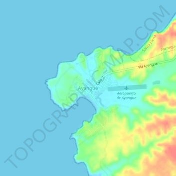 Mapa topográfico Ayangue, altitud, relieve