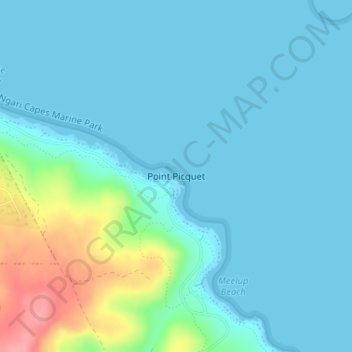 Mapa topográfico Point Picquet, altitud, relieve