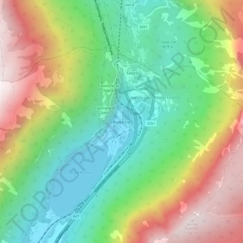 Mapa topográfico Borgo Faè, altitud, relieve