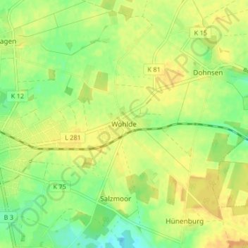Mapa topográfico Wohlde, altitud, relieve
