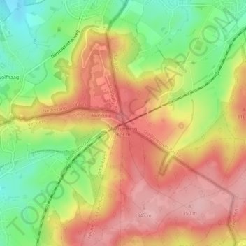 Mapa topográfico Vaalserberg, altitud, relieve