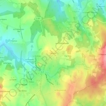 Mapa topográfico L'Abbaye, altitud, relieve