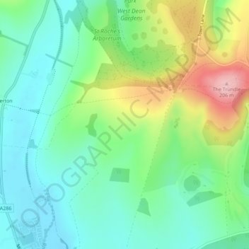 Mapa topográfico Haye's Down, altitud, relieve