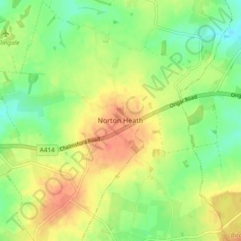 Mapa topográfico Norton Heath, altitud, relieve