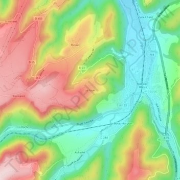 Mapa topográfico Le Fayet, altitud, relieve