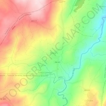 Mapa topográfico Prova, altitud, relieve