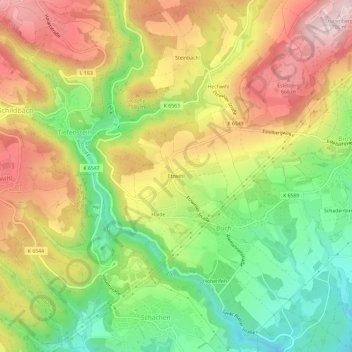 Mapa topográfico Etzwihl, altitud, relieve