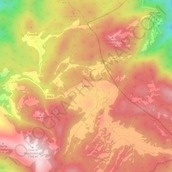 Mapa topográfico I Prati, altitud, relieve