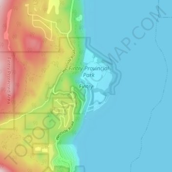 Mapa topográfico Fintry, altitud, relieve
