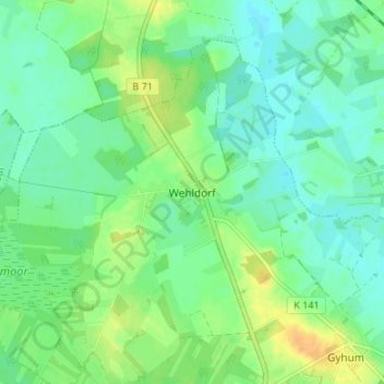 Mapa topográfico Wehldorf, altitud, relieve