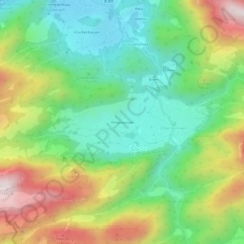 Mapa topográfico Hinterwössen, altitud, relieve