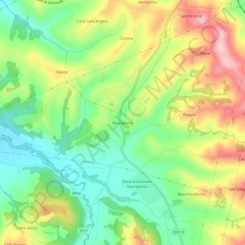 Mapa topográfico Vascigliano, altitud, relieve