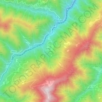Mapa topográfico Lagacci, altitud, relieve